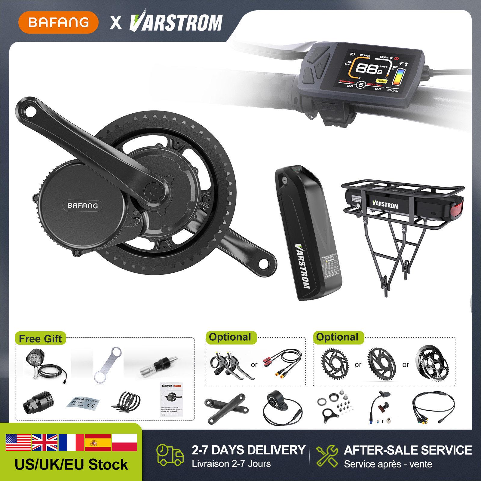 Bafang Bbshd 1000W Conversion Kit - [미국 직배송] 바팡 48V 500W/750W/1000W 미드